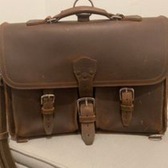 Saddleback Leather Thin Front Pocket Leather Briefcase Dark Coffee Brown - Picture 2 of 11